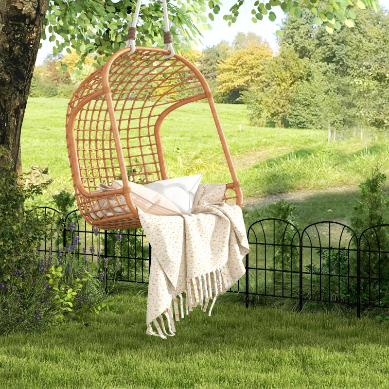Outsunny Tuinhek, 8 Elementen, vormbare Metaalomheining, Roomdivider, 264x61 cm, Zwart