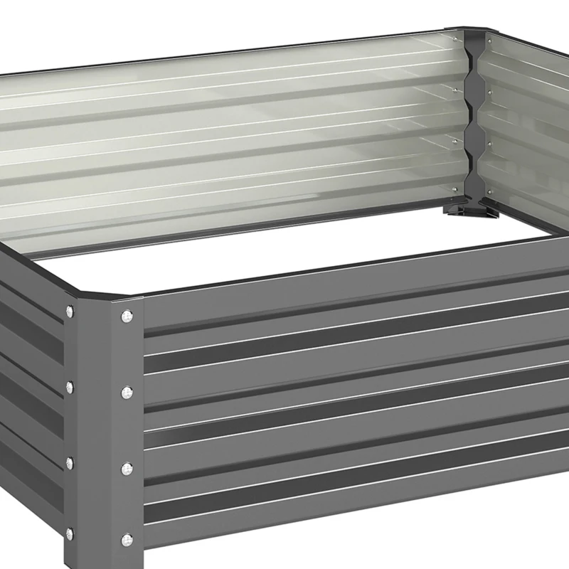 Outsunny 432L Square Raised Garden Bed Box Steel Frame for Vegetables, Flowers and Herbs, 120 x 120 x 30cm, Light Grey