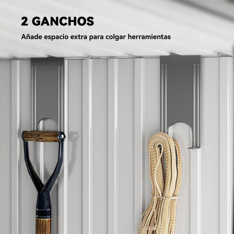 Outsunny Cobertizo de Jardín 195x122x181,5 cm con Puertas Correderas 2 Ventanas y Ganchos para Almacenar Herramientas Verde