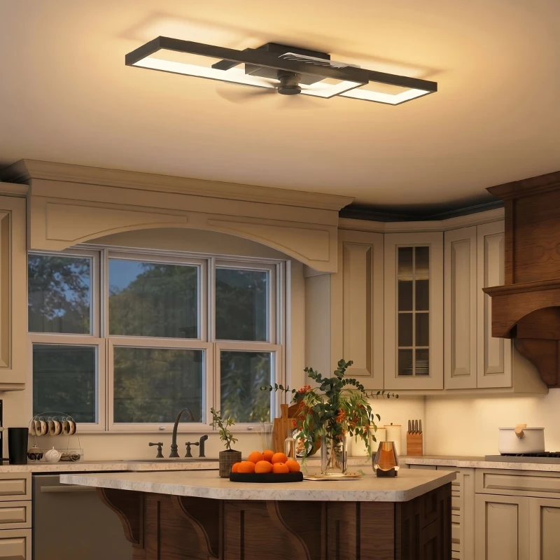 HOMCOM Plafonieră LED Reglabilă cu Telecomandă și Întrerupător, Temperatura Culoare 3000-6000K, Lampă de Design pentru Living și Sufragerie, 70x30 cm, Negru