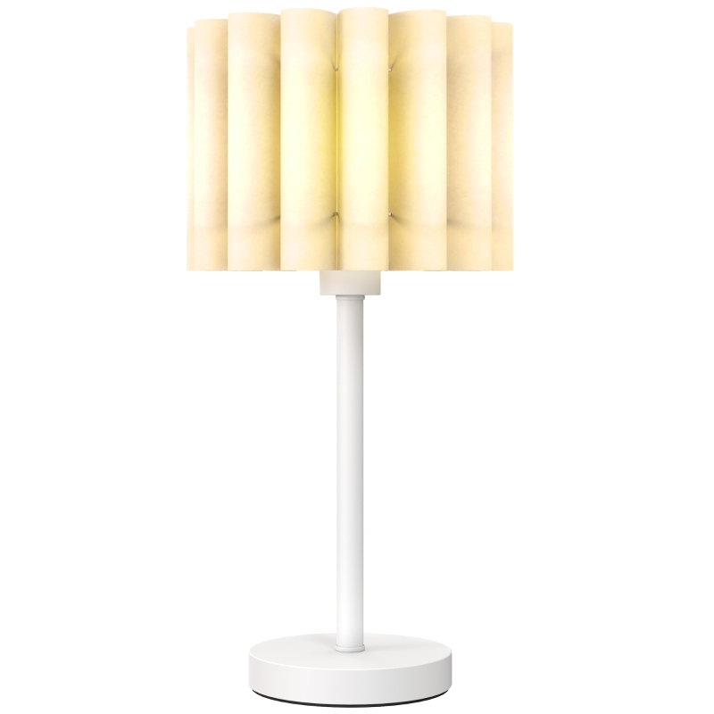HOMCOM Bureaulamp in retrostijl, Nachttafellamp, Kunststof kap, Knopschakelaar, Wit