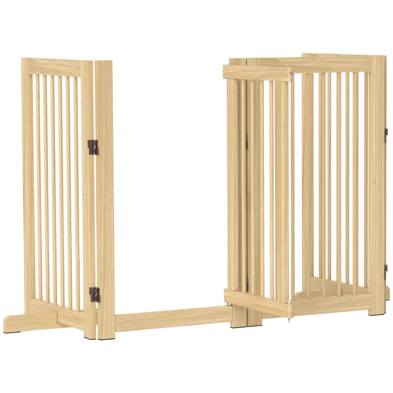 PawHut Hondenhek, vrijstaand, opvouwbaar, deur & voeten, houten frame, 220x36x91cm