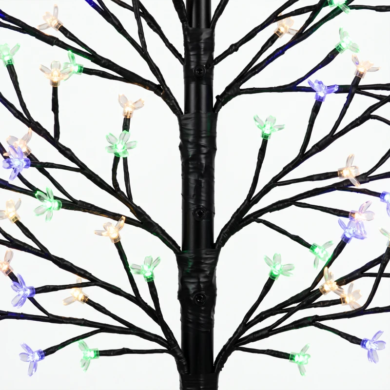 HOMCOM Arbre lumineux 150cm Cerisier Artificiel Lumineux  160 LED et 16 Branches Flexibles, Décoration Intérieure et Extérieure