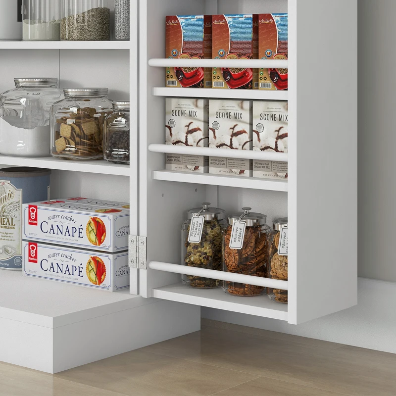 HOMCOM Armario Despensa Cocina con 2 Puertas 16 Estantes Alacena Moderna con Estantes Ajustables 60x30x104 cm Blanco