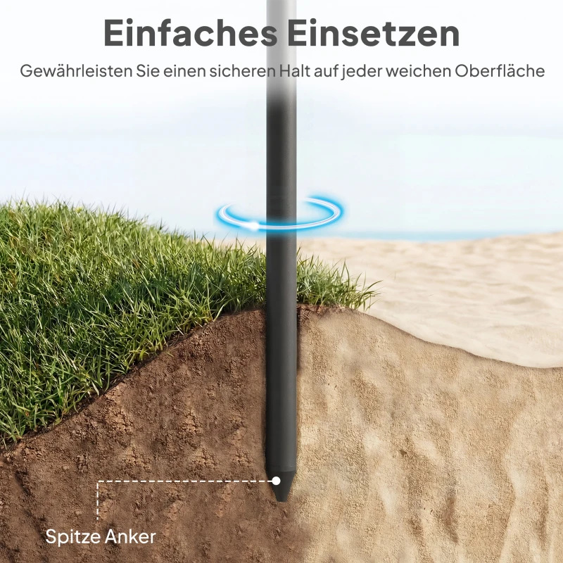 Outsunny Strandscherm Ø150 cm waterafstotend opvouwbare parasol met zandanker verstelbare kanteling draagtas Blauw