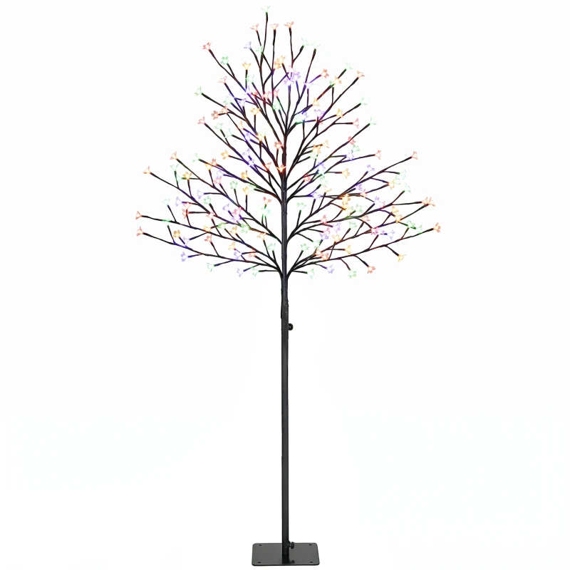 HOMCOM Copac luminos 150 cm cireș artificial iluminat 160 LED și 16 ramuri flexibile, decorațiune interioară și exterioară