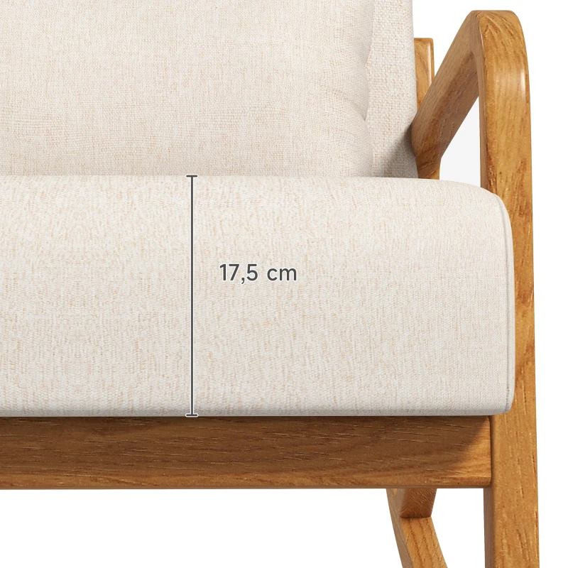 HOMCOM Fauteuil Relaxfauteuil, afneembare poten, inclusief kussen, 75 cm x 68 cm x 78 cm, Beige(m-7)