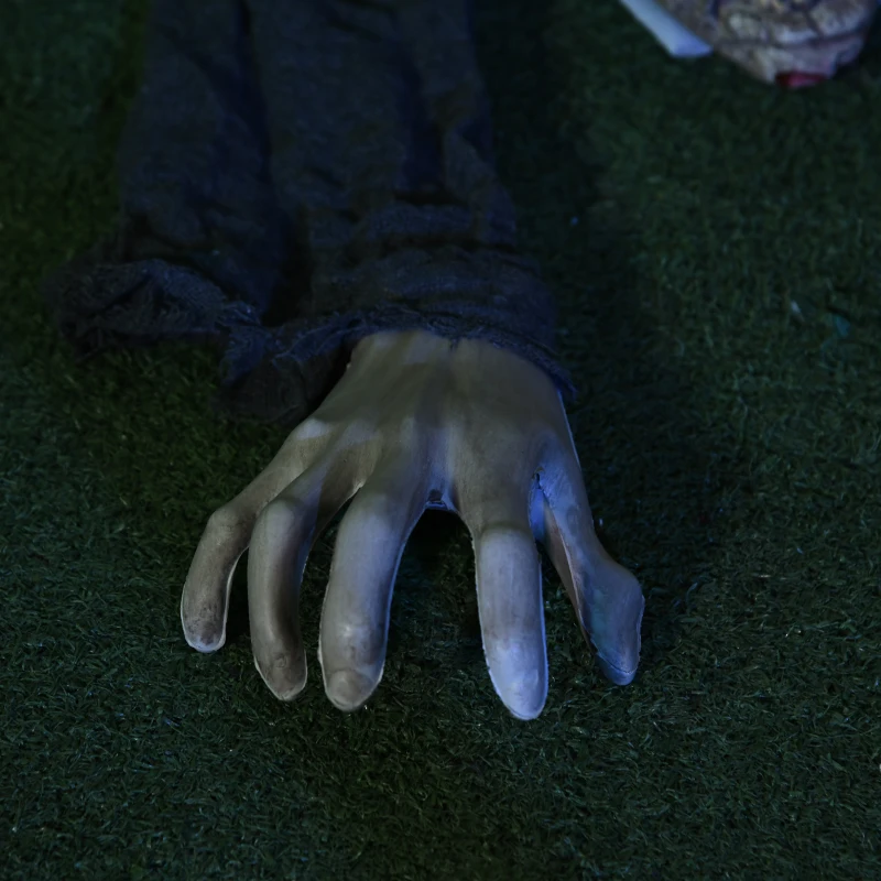 HOMCOM Halloween decoratie Zombie met LED-ogen, kruipende beweging en huilgeluiden, bewegingsgeactiveerd