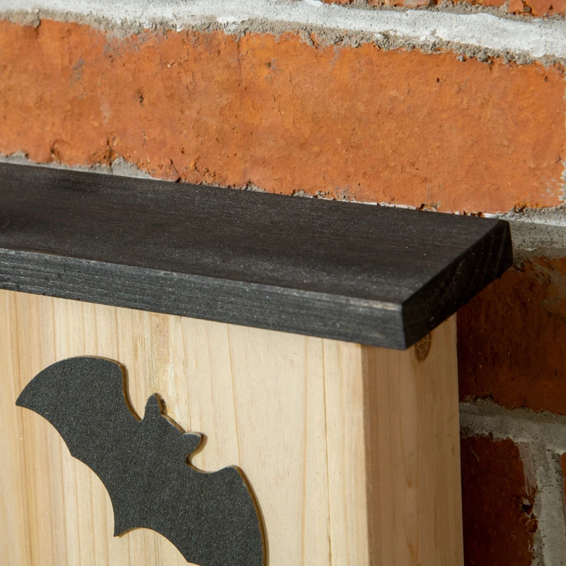 PawHut Set di 3 Casette per Pipistrelli in Legno di Abete per Esterni, 25x6x37.5 cm, Legno Naturale