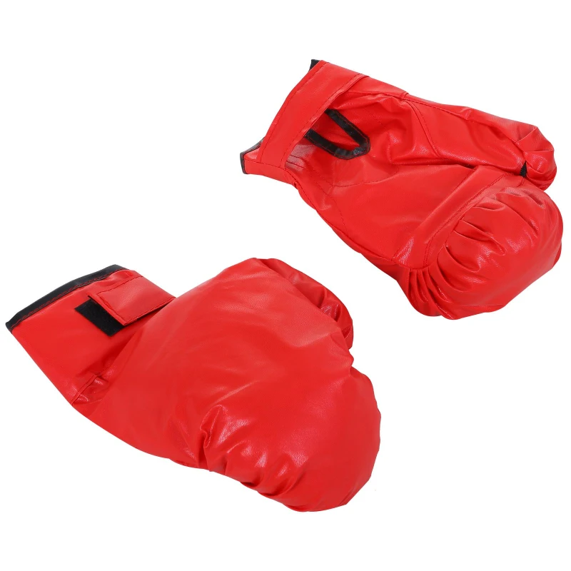 HOMCOM Boksbalset set voor bokstraining staande bokszak met rode handschoenen, in hoogte verstelbaar PU + staal + PE ø 48 x 136-154 H cm