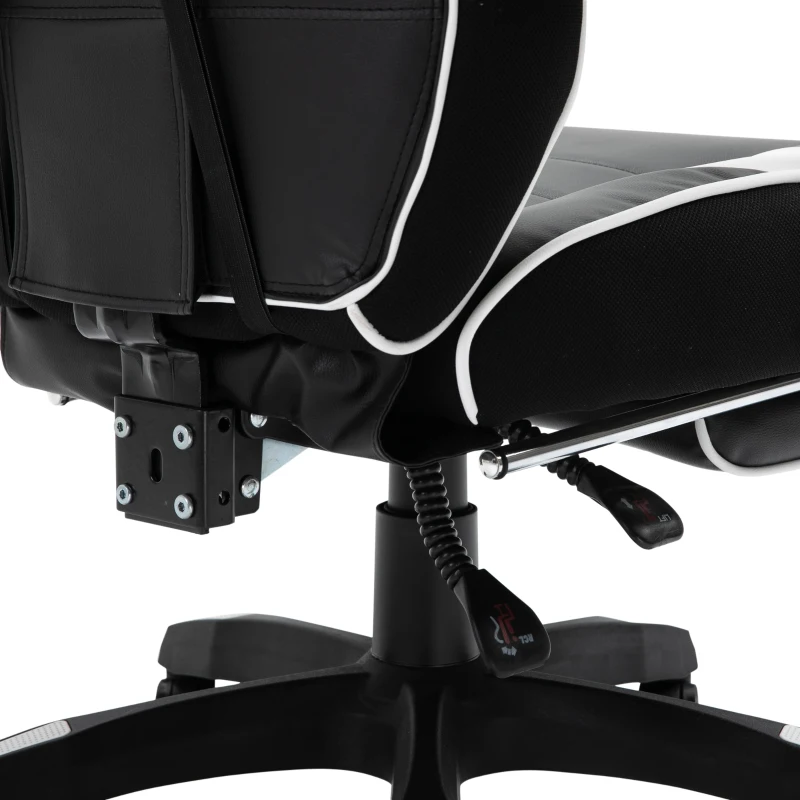 Vinsetto Silla Gaming Ergonómica Silla de Escritorio de Oficina Regulable en Altura Reclinable Respaldo con Reposapiés Reposacabezas Cojín Lumbar Ruedas 65x70x118,5-128,5 cm Blanco