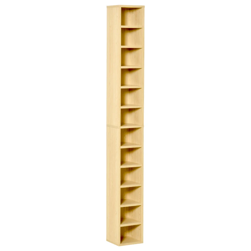 HOMCOM 204 CD Tall Narrow Media Storage Tower - Oak Tone