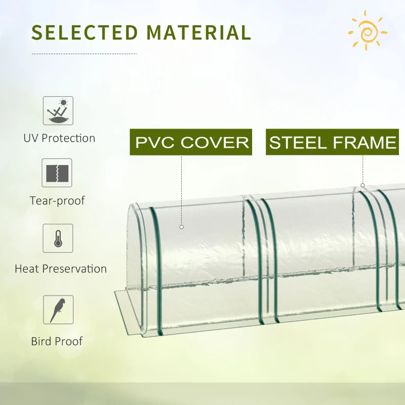 Outsunny 395  x 100 cm Low Tunnel Greenhouse - Clear