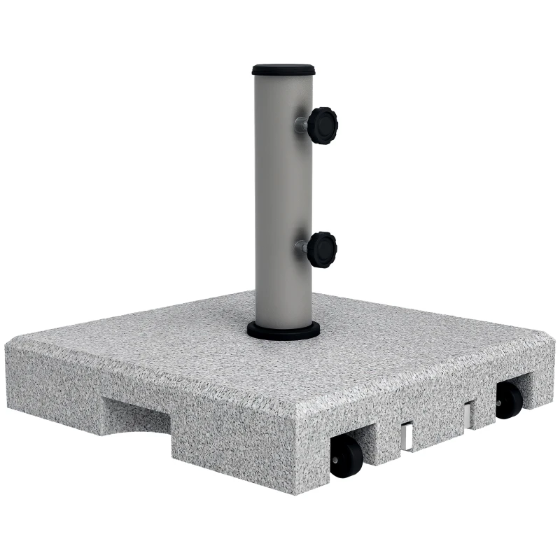 Outsunny Granieten parasolvoet, 28 kg, wielen, voor parasolpalen van 32/38/48 mm, Grijs