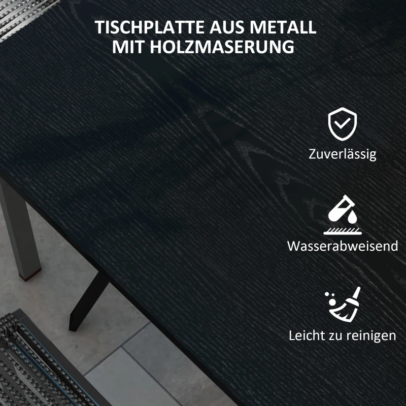 Outsunny Tuintafel voor 4 Personen, Stalen Frame, 80L x 80B x 72H cm, Zwart