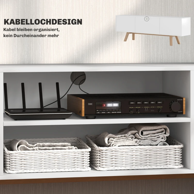 HOMCOM Tv-dressoir met lades en open planken, MDF, 150 x 39 x 50 cm, Wit