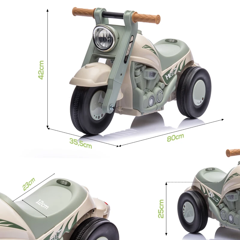 AIYAPLAY Glijauto in motor-ontwerp met muziek en bubbels voor 2-5 jaar, Crèmewit
