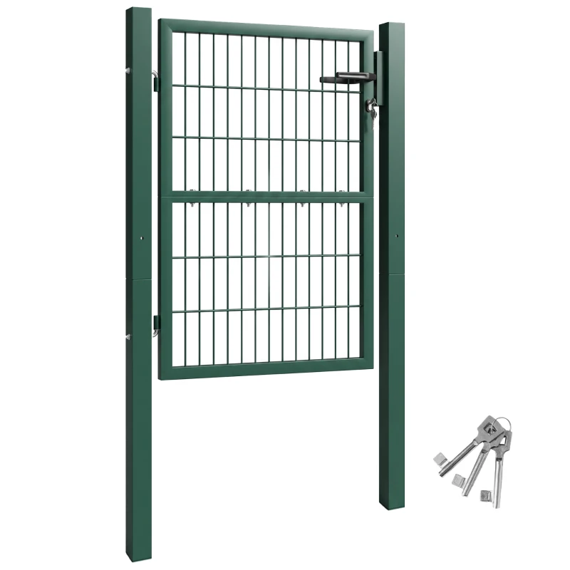 Outsunny Tuinhek van Staal met Handvat en Afsluitbaar Slot 97x170cm Groen