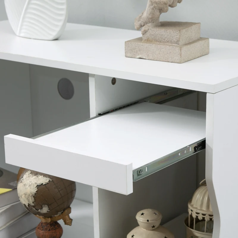 HOMCOM Credenza Cucina Salvaspazio con 2 Armadietti e 2 Ripiani Estraibili in Legno, 84x39x109 cm, Bianco