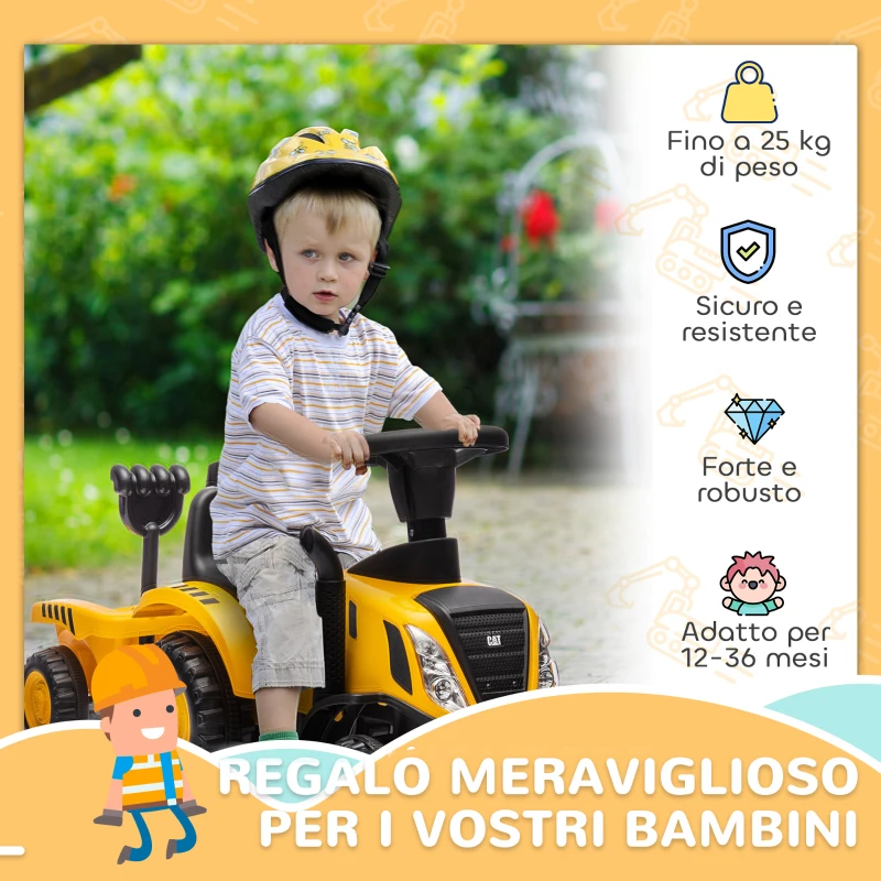 AIYAPLAY Camion Giocattolo per Bambini 12-36 Mesi con Pala e Rimorchio, in PP e Metallo, 91x29x44 cm, Giallo