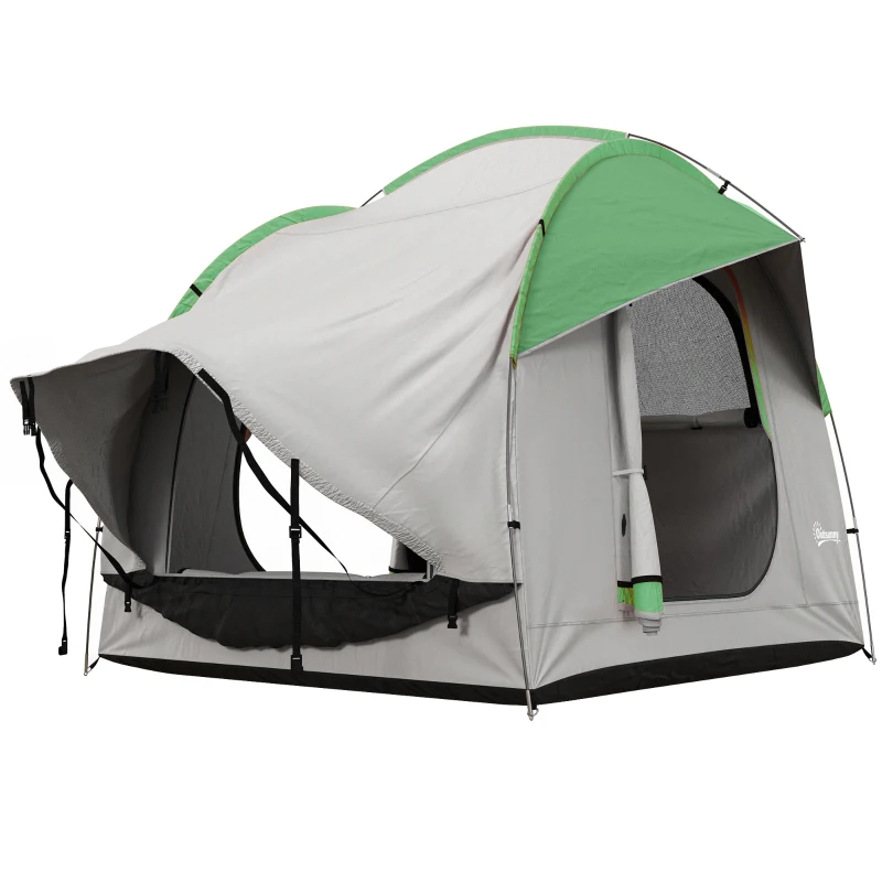 Outsunny SUV Car Tent for Camping, Waterproof PU2000mm, 5 Man Tailgate Tent, 2.4 x 2.1 m, Grey and  Green