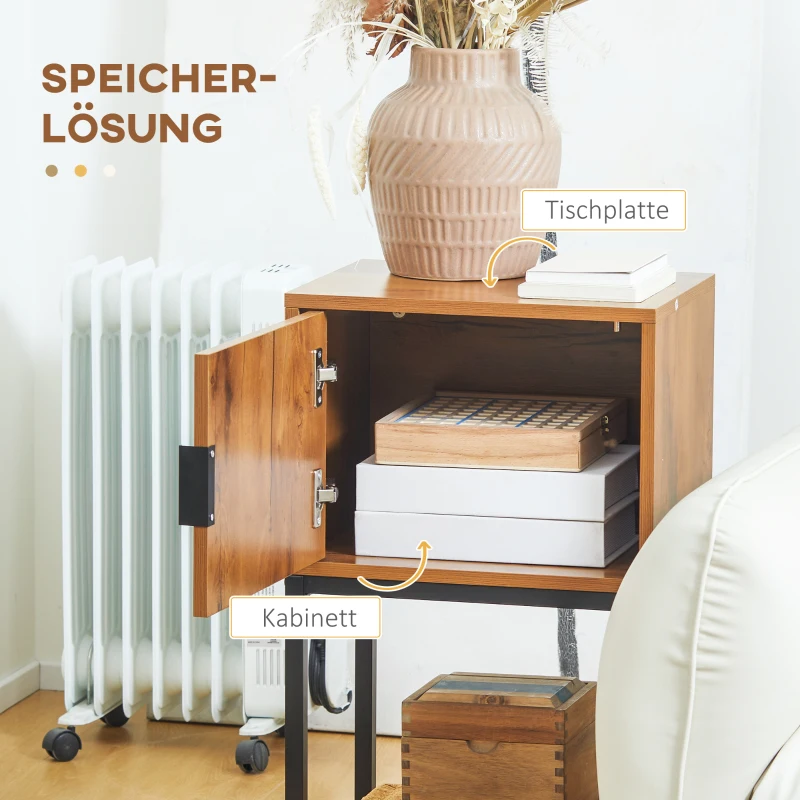 HOMCOM Consoletafel in industrieel design, bijzettafel, dressoir, 1 kast, bruin+zwart