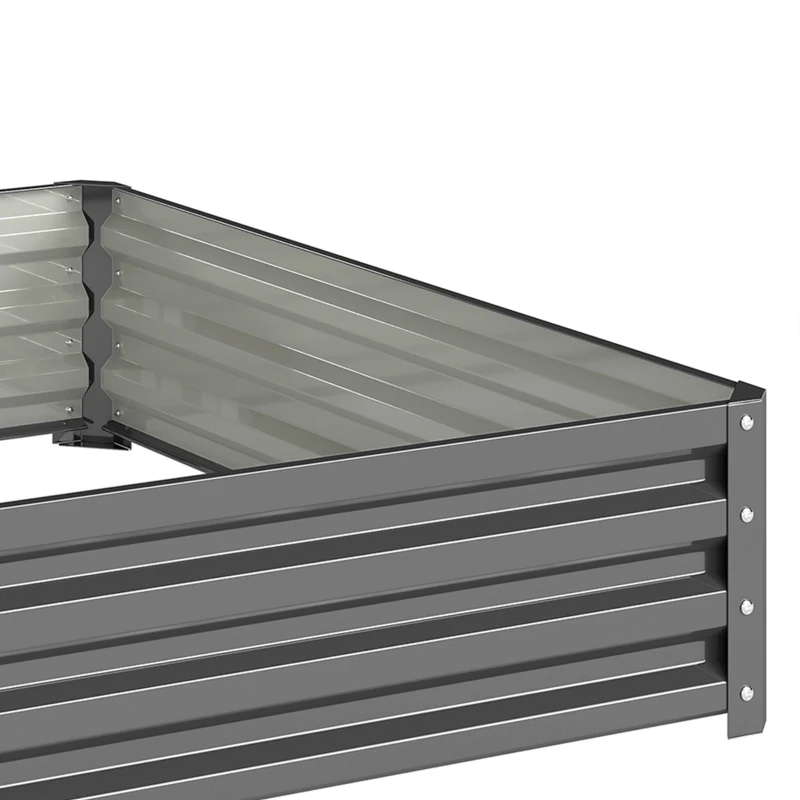 Outsunny 432L Square Raised Garden Bed Box Steel Frame for Vegetables, Flowers and Herbs, 120 x 120 x 30cm, Light Grey