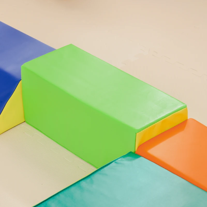 HOMCOM Set Construcții Moi pentru Copii cu 5 Blocuri Dreptunghiulare și Trapezoidale, din PU și EPE, 48,3x19,1x48,3 cm, Multicolor