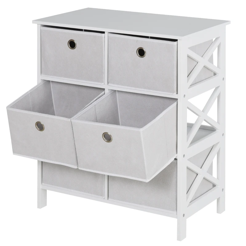 HOMCOM Portable Non-woven Fabrics Chest of Drawers Organize Cabinet Storage Cabinet w/ 6 Drawer, White
