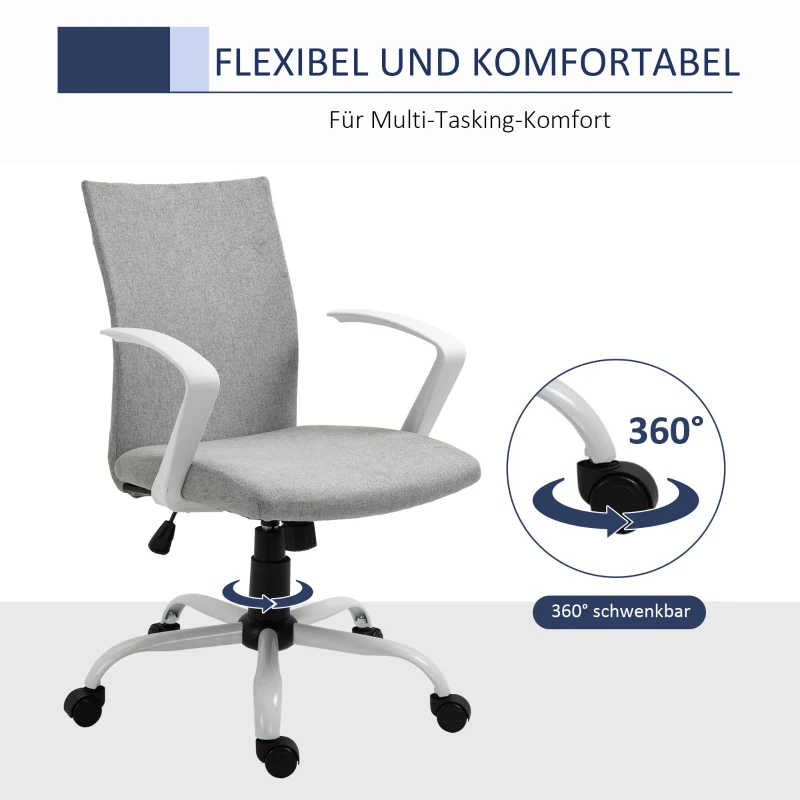 Vinsetto bureaustoel kantoorstoel mesh rugleuning met kantelfunctie hoofdsteun stoel thuiskantoor in hoogte verstelbaar ergonomisch 360° zwenkwielen schuimstof nylon grijs 61 x 61 x 89-99 cm