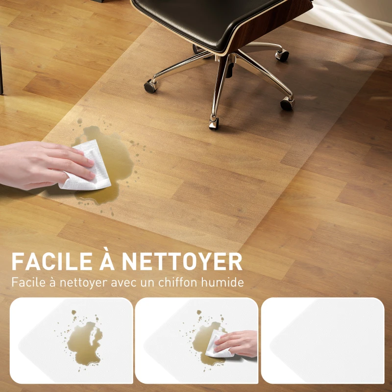 HOMCOM Tapis de chaise de bureau rectangulaire, antidérapants en plastique transparent 100x150cm