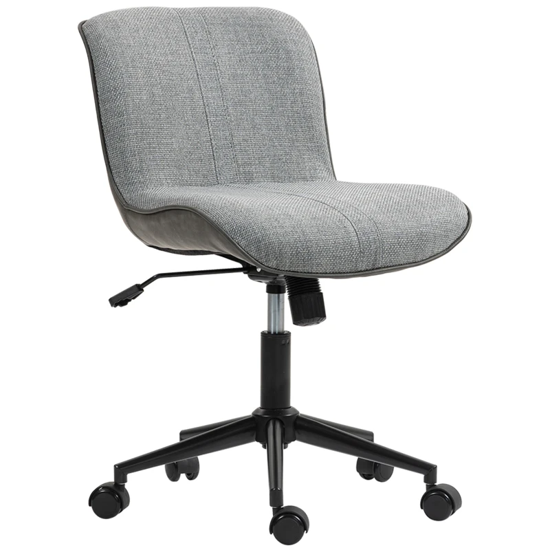 HOMCOM Chaise de bureau pivotante sans accoudoirs, hauteur et inclinaison réglables, capacité 120 kg, gris foncé