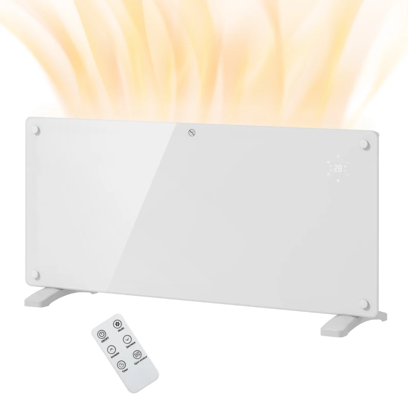 HOMCOM Riscaldatore a Convezione 2000W a Temperatura Regolabile con Telecomando e Timer, 87x21.5x44.5 cm, Bianco