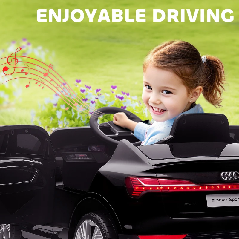 HOMCOM Audi E-tron Licensed 12V Kids Electric Ride on, Electric Car for Kids, with Parental Remote, Music Lights MP3, Suspension Wheels, for 3-5 Years, Black
