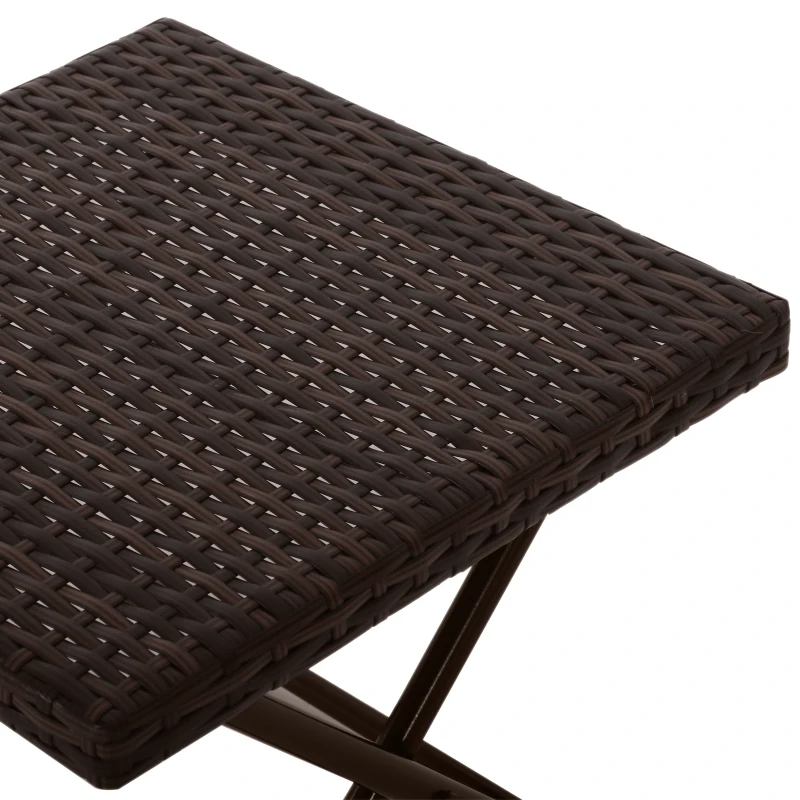 Outsunny Tuintafel bijzettafel opvouwbare poly-rotan bloemenstandaard tuinmeubelen terras