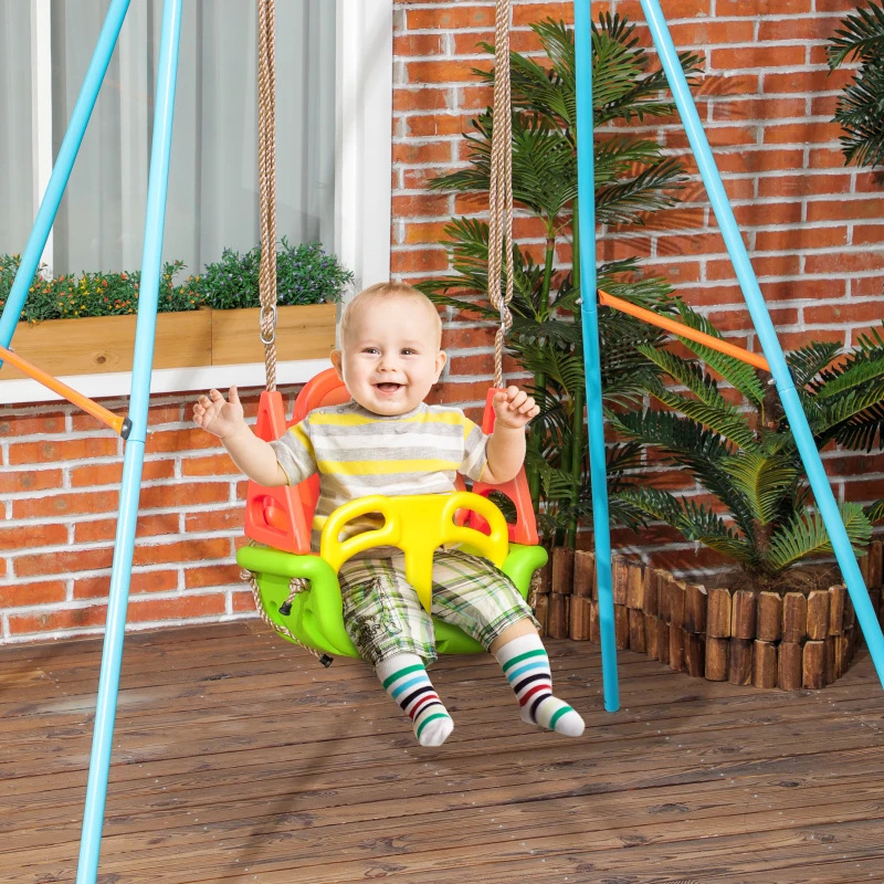 Outsunny 3-in-1 babyschommel, kinderschommel met verstelbaar touw, groen
