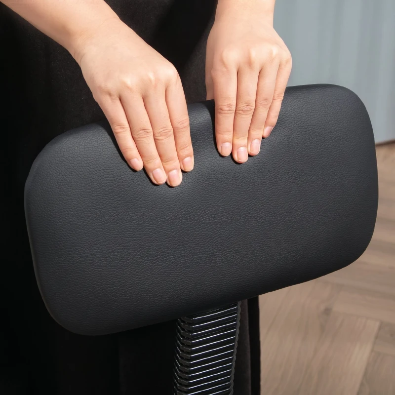 HOMCOM Scaun rotativ cu înălțime reglabilă și suport pentru picioare, din oțel, piele ecologică și spumă, 52x52x78-92 cm, negru