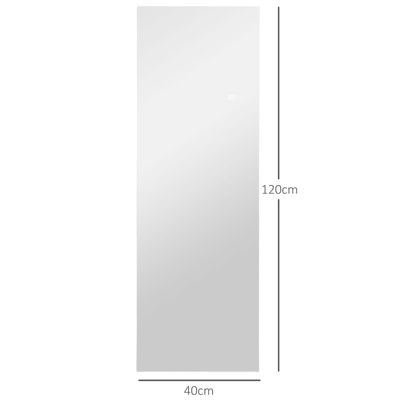 HOMCOM Grand miroir mural LED miroir pleine longueur 3 couleurs de lumière réglables fonction mémoire 120 x 40 cm transparent