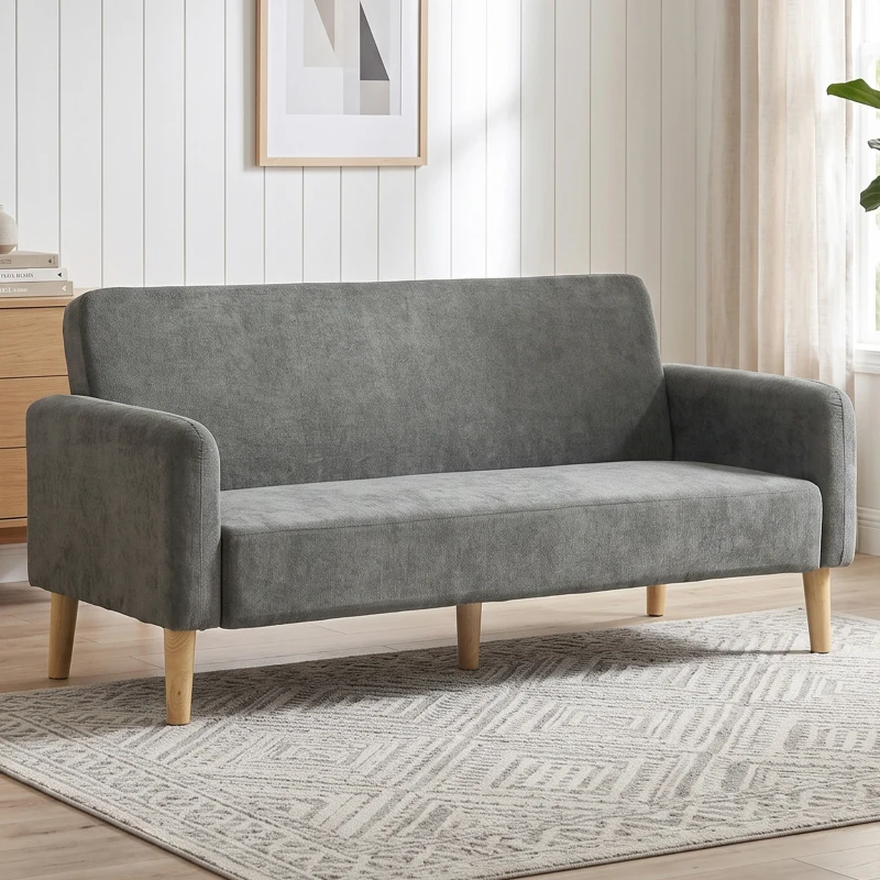 HOMCOM 2 Seater Sofa, Velvet Small Couch with 20cm Thick Padding, Wide and Deep Seat, Grey