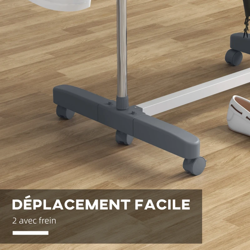 HOMCOM Séchoir à linge étendoir pliable ailes latérales utilisation intérieure et extérieure 3 niveaux 142 x 55 x 152 cm gris
