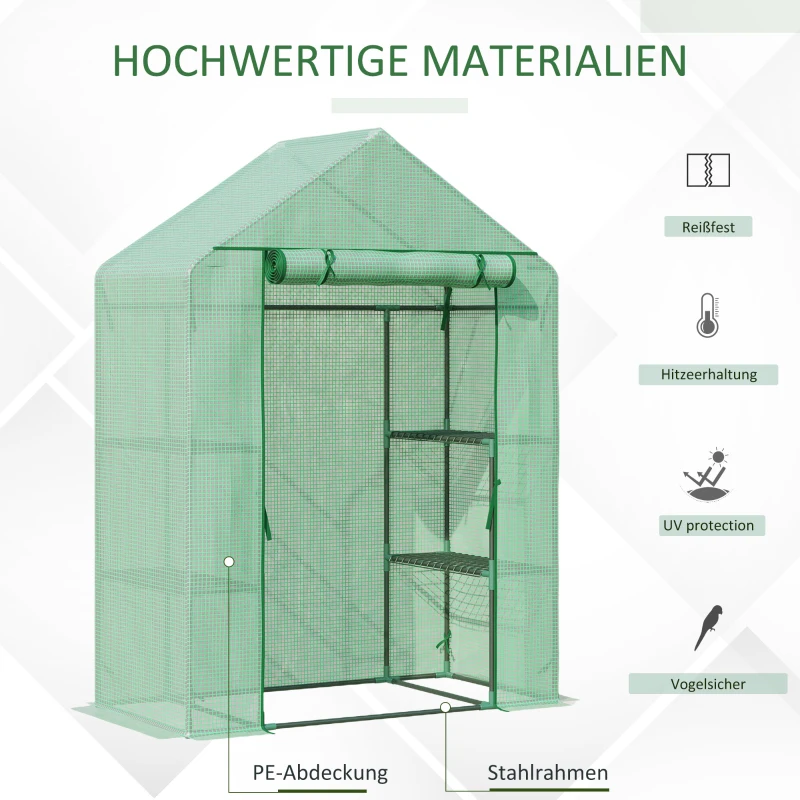 Outsunny foliekas met 6 planken coldframe groen