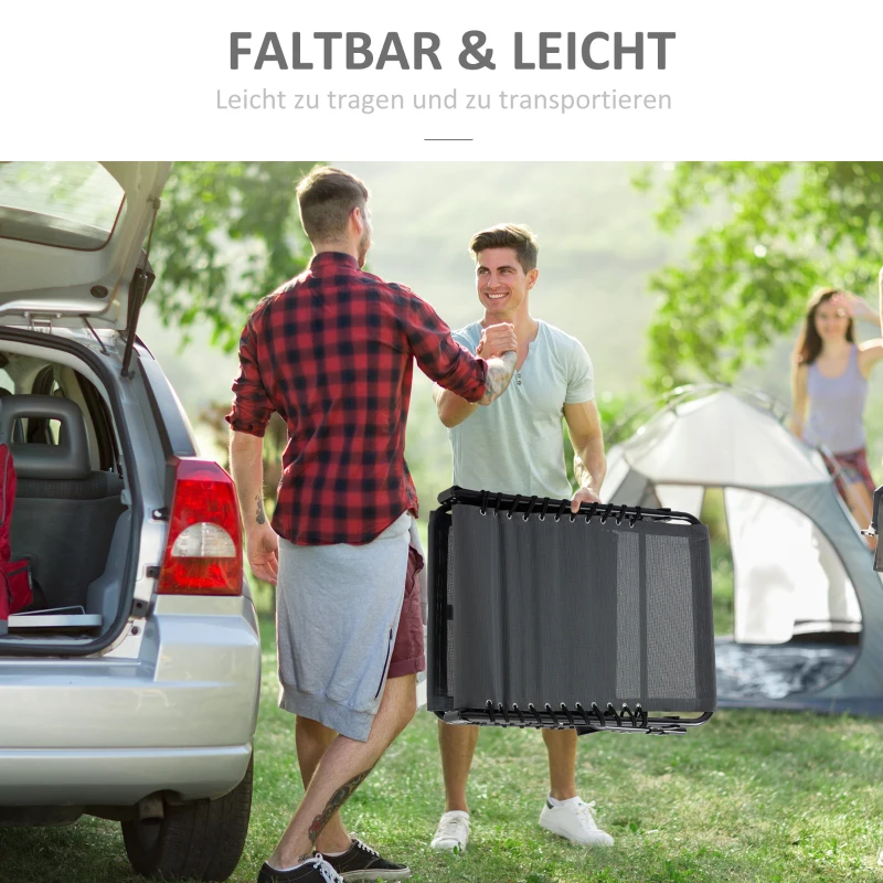 Outsunny Ligstoel, Opvouwbare Ligstoel met Nekkussen, Stalen Frame, Netstof Bekleding, 120 kg Draagvermogen, Grijs