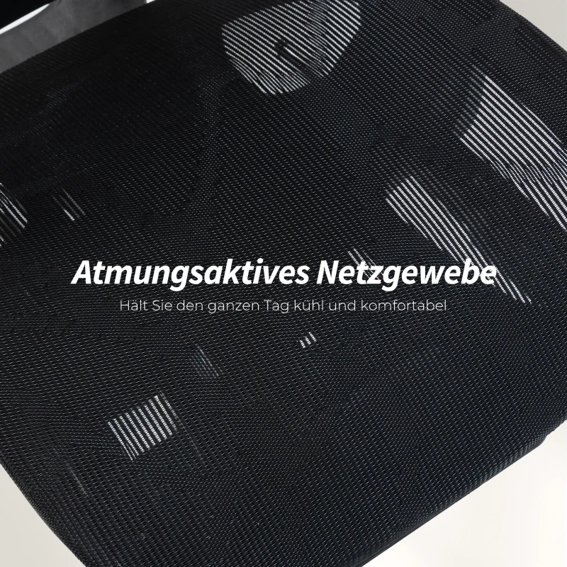 HOMCOM Bureaustoel ergonomisch met verstelbare lenden- en hoofdsteun, 6D-opklapbare armleuningen, voetensteun, mesh, zwart