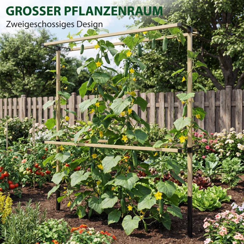 Outsunny Flexibel metalen tuinrankrek voor bessen: frambozen, bramen & blauwe bessen – uitbreidbaar rek