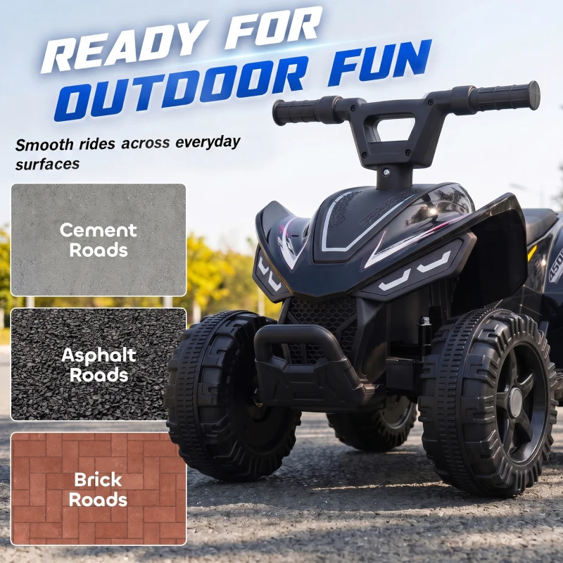 AIYAPLAY Quad Électrique Enfants 6 V, Voiture Électrique Enfants, Batterie au Lithium, Vitesse Max. 2 Km/H, 18 à 48 Mois, Noir