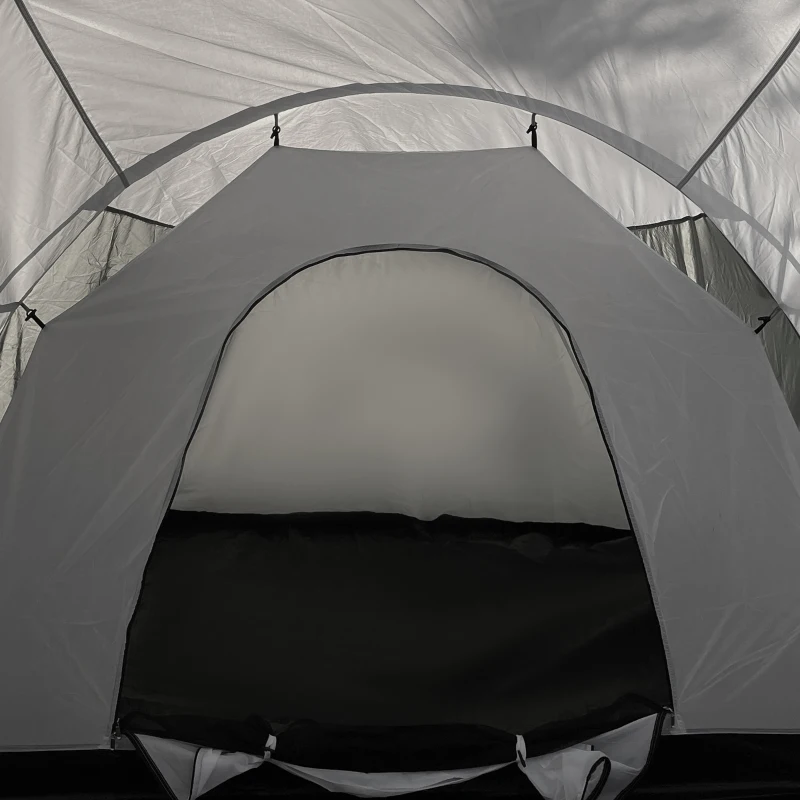Outsunny Kampeertent voor 6-9 personen, 4 kamers, voortent, waterdicht, 615x 615x225cm, Grijs