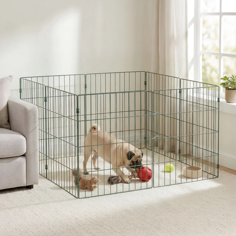 PawHut 8 Panel Pet Playpen for Small Dogs Indoor Outdoor 60 cm Height