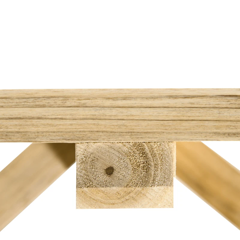 Outsunny Panchina da Giardino 2 Posti a Doghe con Gambe a Ruota di Carro, in Legno, 98x50x39.5 cm, color Legno