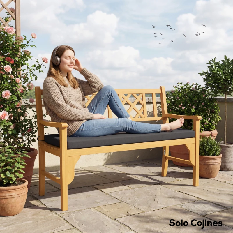 Outsunny Cojín para Banco de Jardín de 2 Plazas para Exterior con Funda Extraíble UPF 30+ Impermeable 110x46x6,5 cm Gris Oscuro
