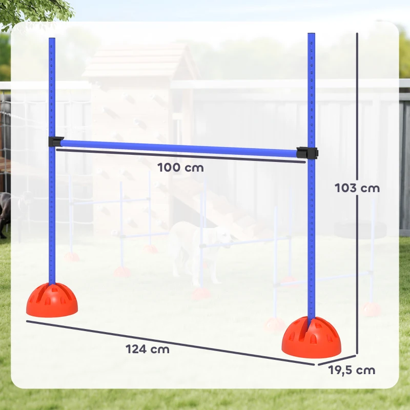 PawHut 4-delig honden-Agility-set met 4 hindernissen en draagtas voor sprongtraining, Blauw